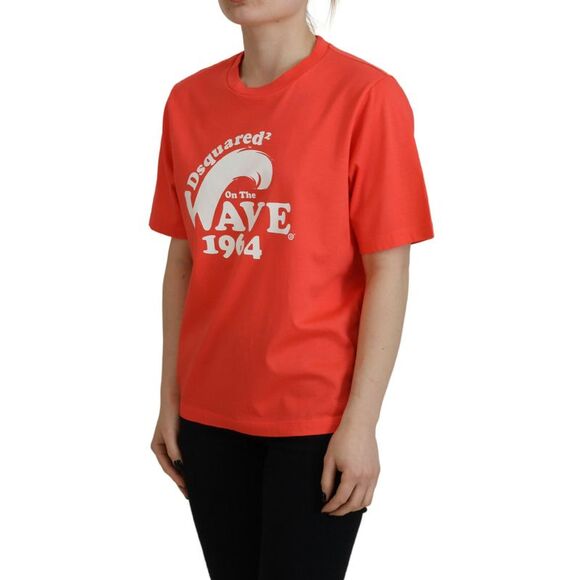Dsquared² Orange Logo Cotton Crewneck Short Sleeve Women's T-shirt (Pre-Owned) - Picture 2 of 5